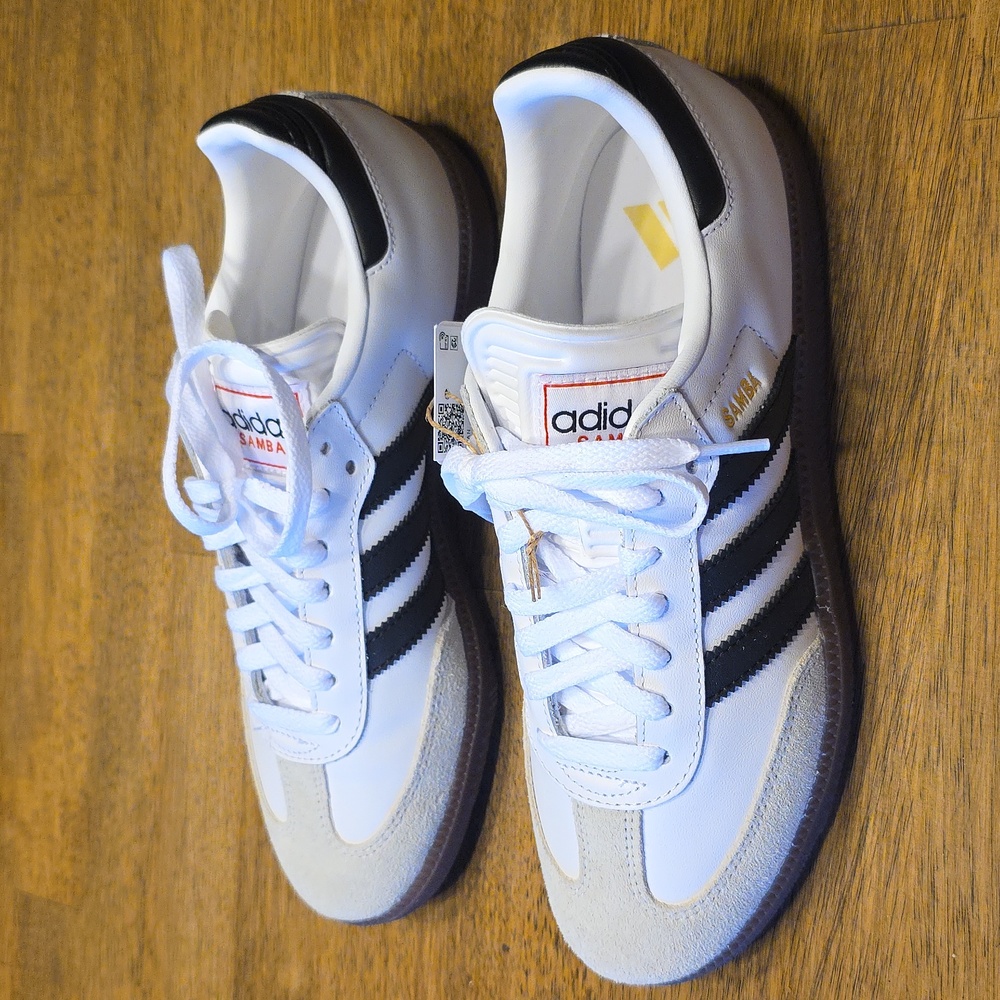 Adidas Samba White and Black Leather Classic Sneakers 8M 9W NWT (IH6001) - Picture 3 of 11